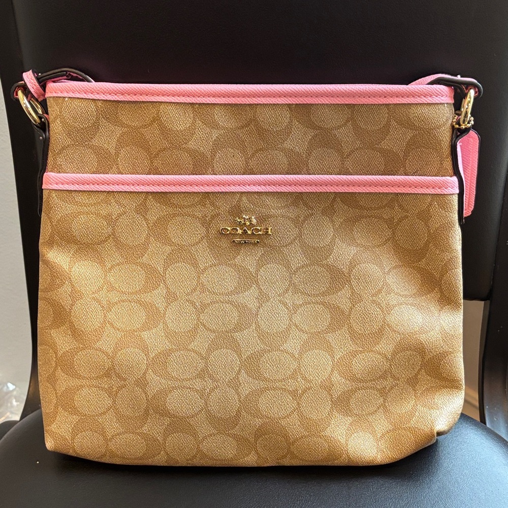Coach Crossbody Bag in Tan and Pink